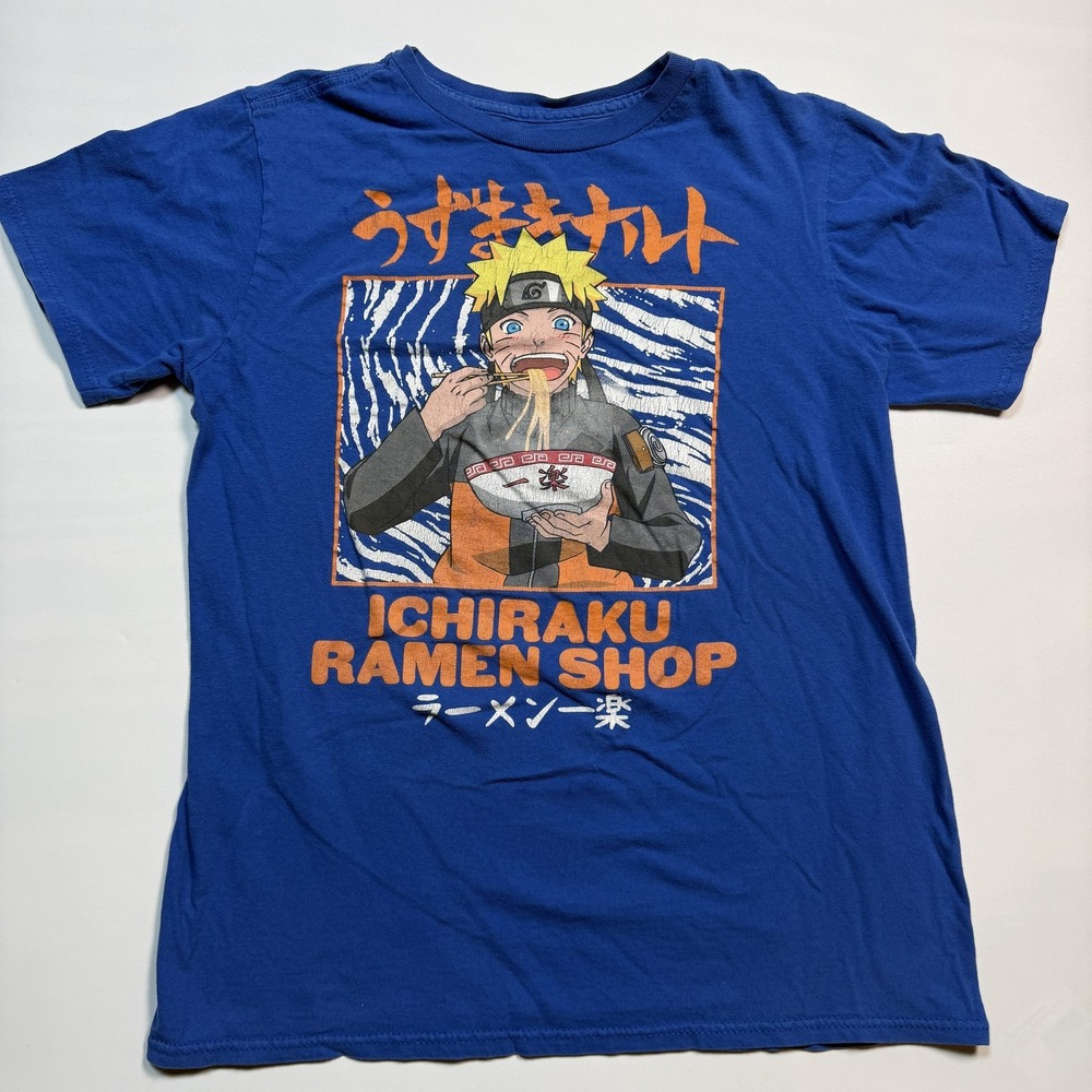 Naruto Shippuden Shirt Boys XL Blue Ichiraku Ramen Shop Graphic Tee Anime